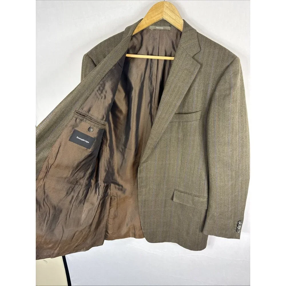 Ermenegildo Zegna Made‎ in Italy Wool Pinstripe Blazer Sport Coat 56R Fits 44R